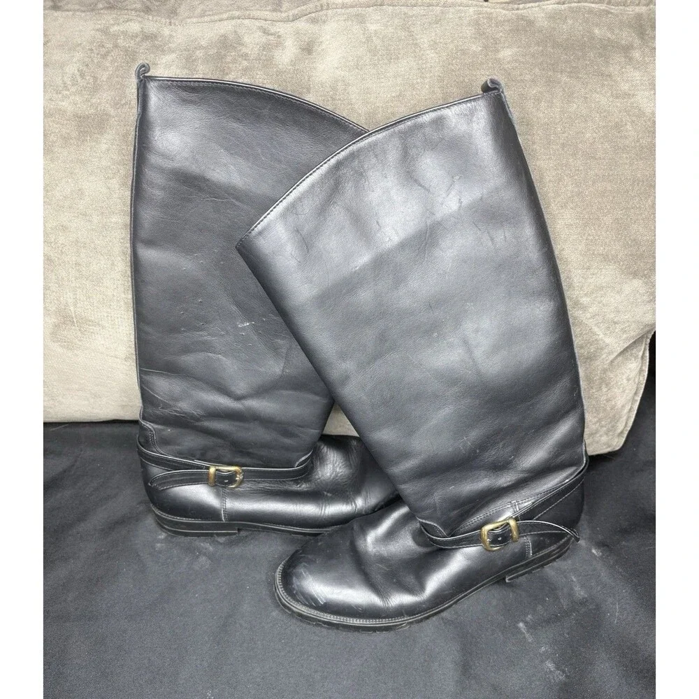 L.L. Bean Tall Black Leather Gore-Tex Riding Boots Womens 9.5 Made In Canada